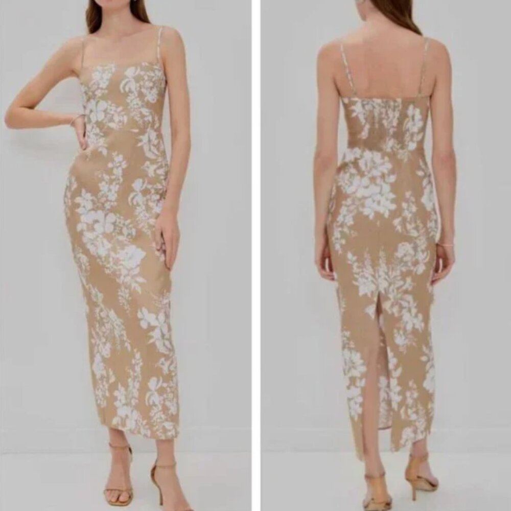 Reformation Frankie Linen Dress in Dune